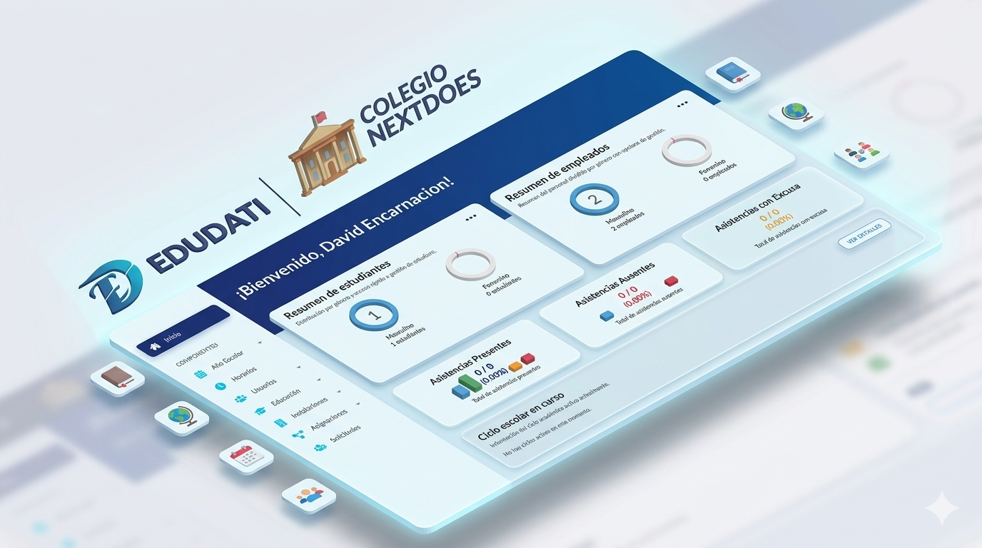 Interfaz de la plataforma EduDati mostrando su panel de administración