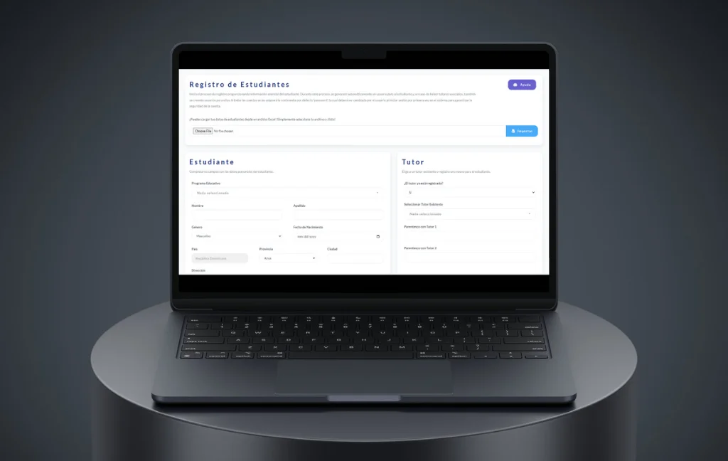 Registro de estudiantes en la plataforma EduDati